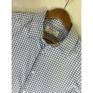 Ministry Of Supply Shirt Men's Medium Slim Fit Blue Plaid Button Up Performance